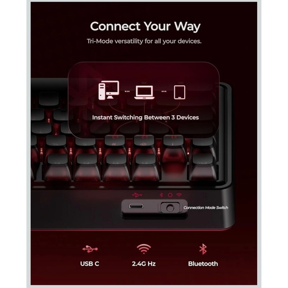 Wegear Cherry PIXIU 98 Wired/Wireless/BT Mechanical Gaming Keyboard Brown Switch - Picture 9 of 11